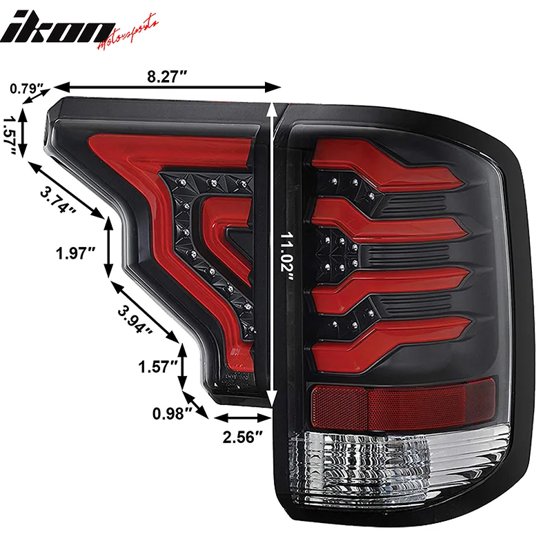 2014-2019 Chevy Silverado Clear Lens Black Housing LED Tail Lights