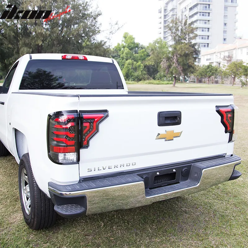 2014-2019 Chevy Silverado Clear Lens Black Housing LED Tail Lights