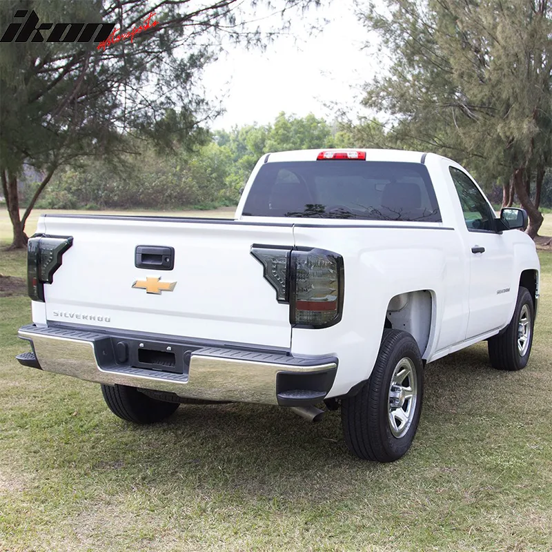 2014-2019 Chevy Silverado Smoke Lens Chrome Housing LED Tail Lights