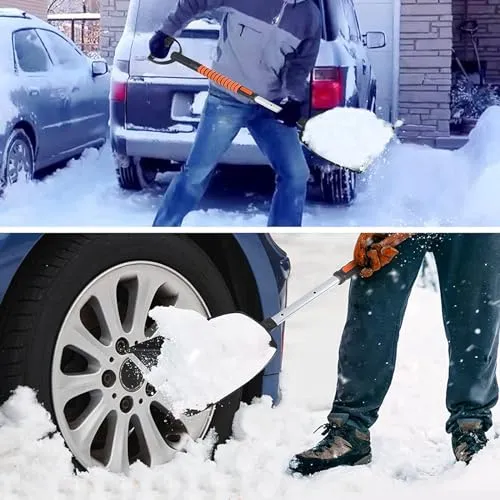 42'' Ice Scraper and Extendable Snow Brush Emergency Snow Shovel Snow Broom with Foam Grip 180° Pivoting Brush Head Snow Scraper for Cars, Trucks, SUVs, Vehicle