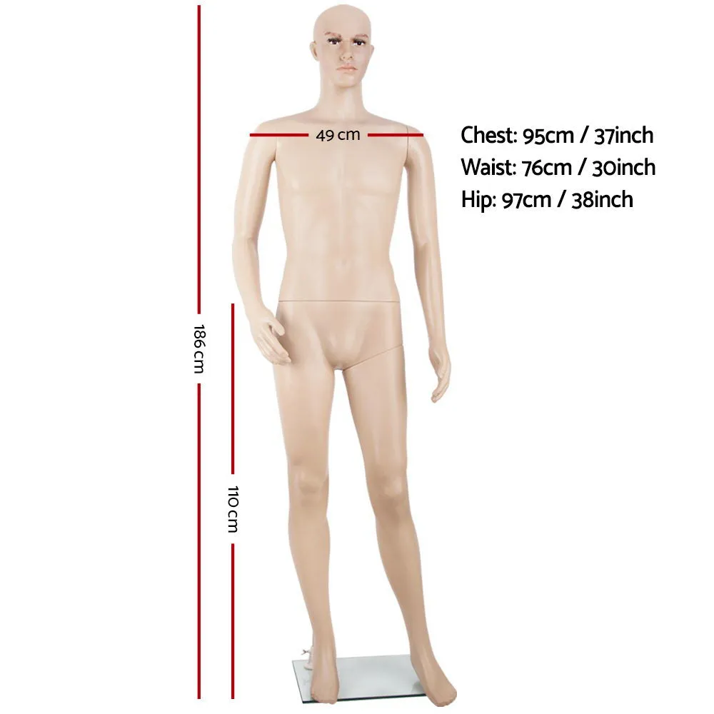 Adjustable Full Body Male Mannequin, 186cm, Skin Colored