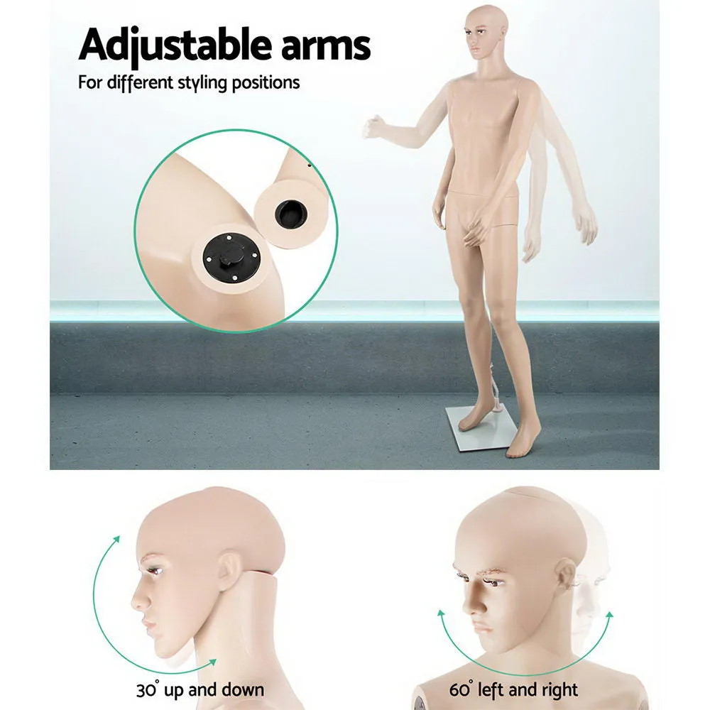 Adjustable Full Body Male Mannequin, 186cm, Skin Colored