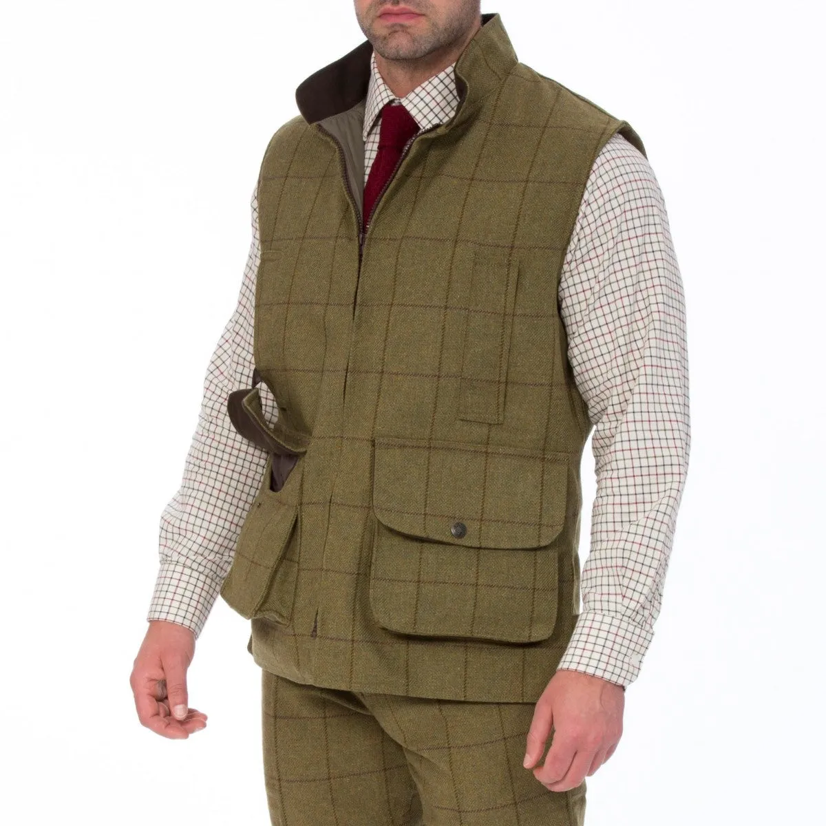 ALAN PAINE Rutland Mens Zip Waistcoat - Lichen