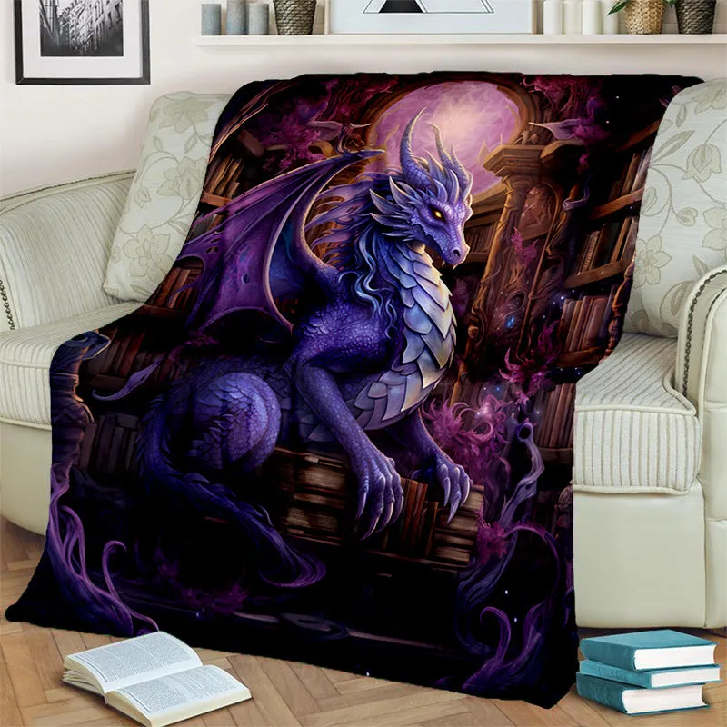 Cuddly Dragon Magic Print Blanket  Cozy Flannel Throw