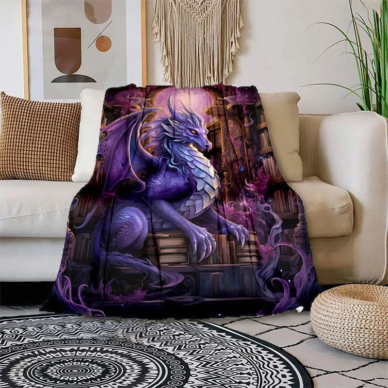 Cuddly Dragon Magic Print Blanket  Cozy Flannel Throw