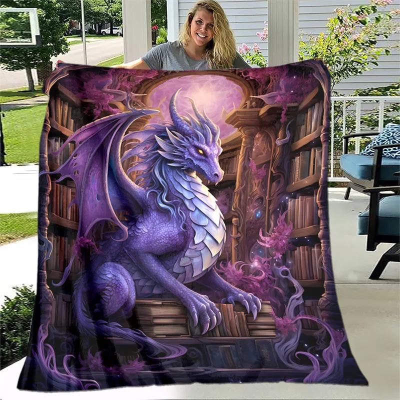 Cuddly Dragon Magic Print Blanket  Cozy Flannel Throw