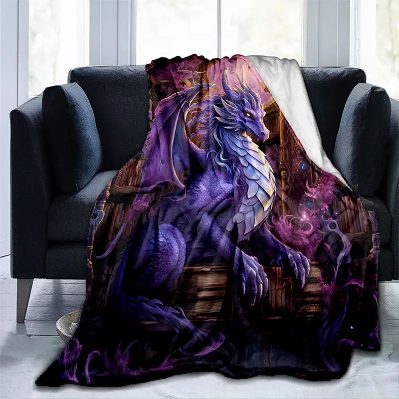 Cuddly Dragon Magic Print Blanket  Cozy Flannel Throw