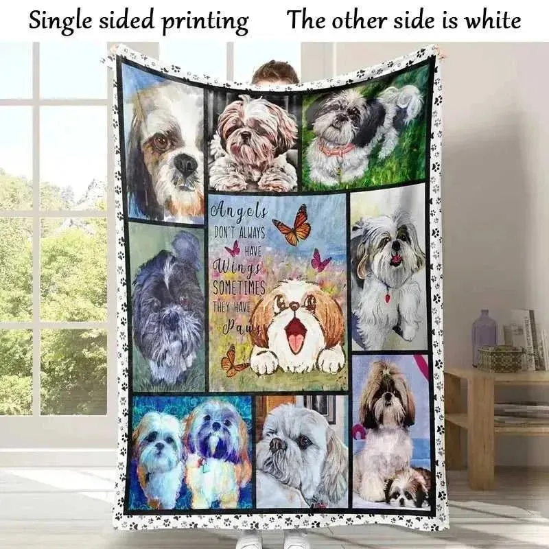 Cute Soft Dog Blanket Dachshund Poodle Schnauzer Nap Throw Blankets for Sofa Bedspread Flannel Cartoon Puppy Printing Bed Cover