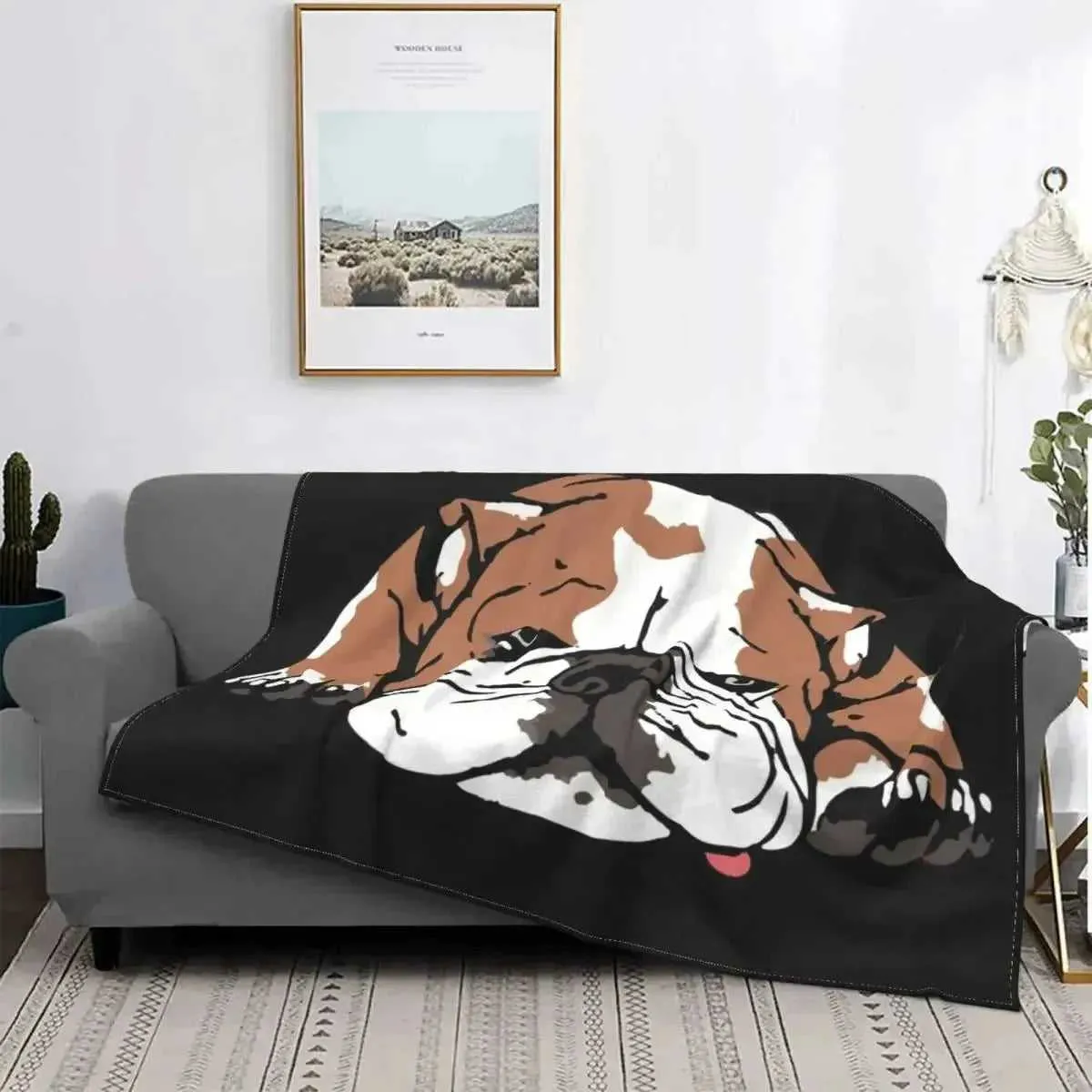 English Bulldog Awesome Funny  Dog Blankets Coral Fleece Winter Lightweight Thin Throw Blanket for Home Office Rug Piece