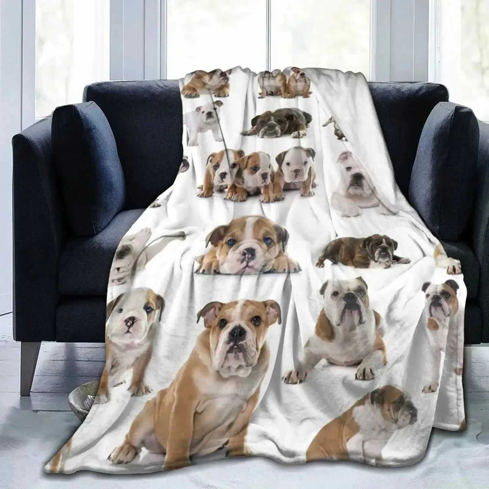 English Bulldog Awesome Funny  Dog Blankets Coral Fleece Winter Lightweight Thin Throw Blanket for Home Office Rug Piece