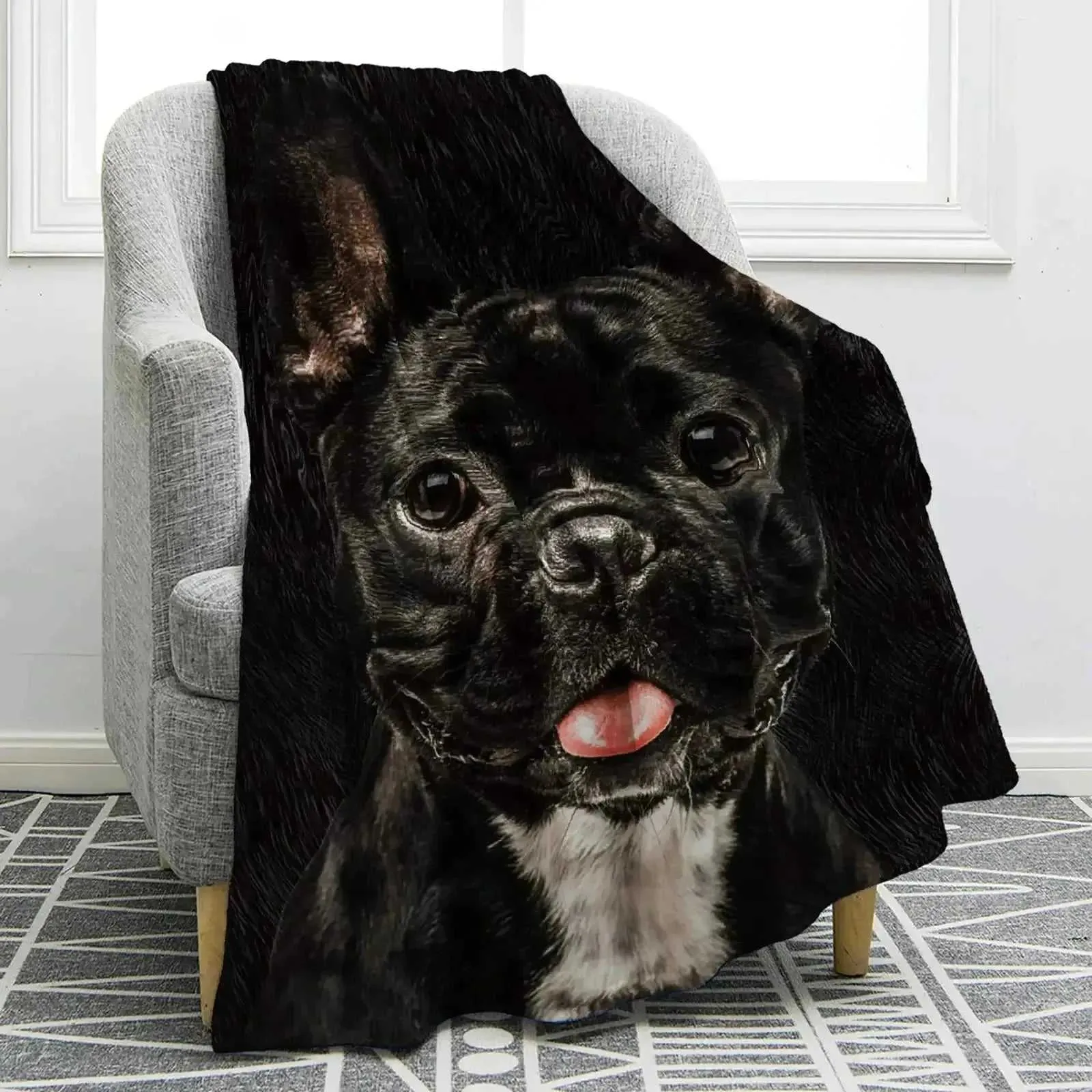 English Bulldog Awesome Funny  Dog Blankets Coral Fleece Winter Lightweight Thin Throw Blanket for Home Office Rug Piece