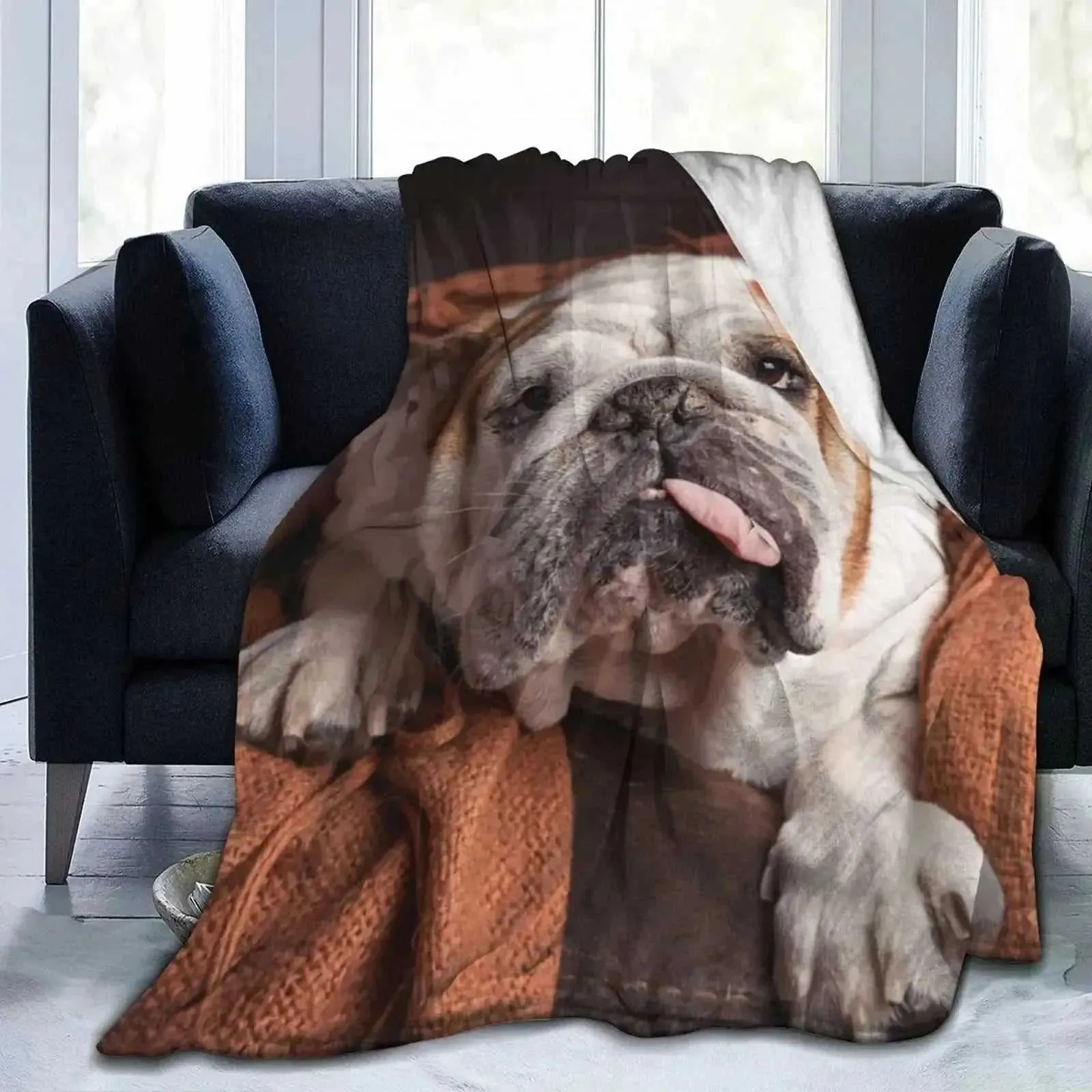 English Bulldog Awesome Funny  Dog Blankets Coral Fleece Winter Lightweight Thin Throw Blanket for Home Office Rug Piece