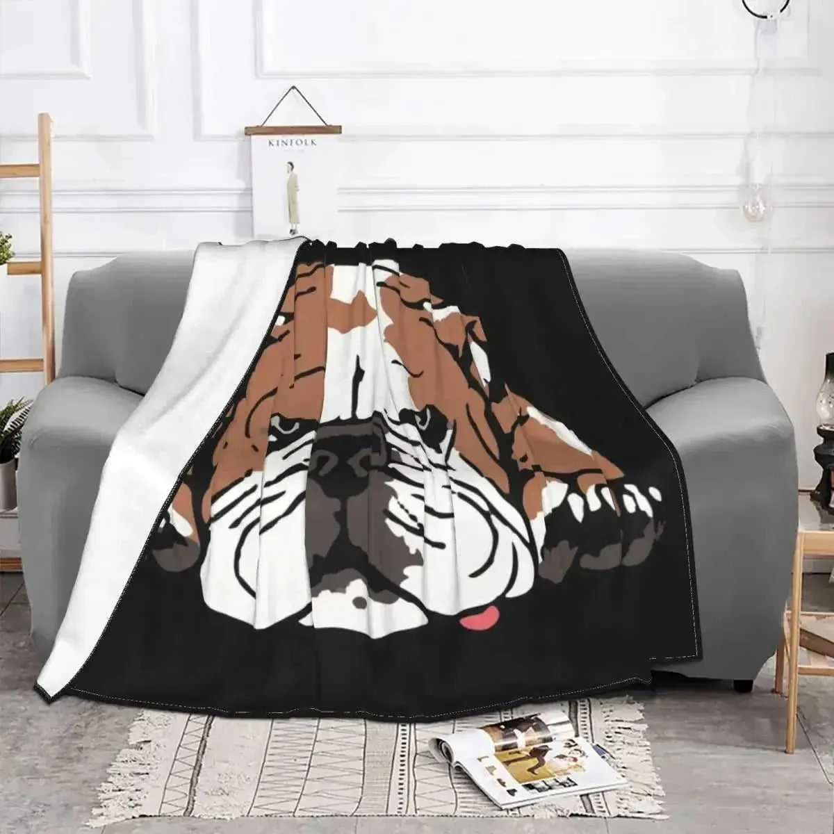 English Bulldog Awesome Funny  Dog Blankets Coral Fleece Winter Lightweight Thin Throw Blanket for Home Office Rug Piece