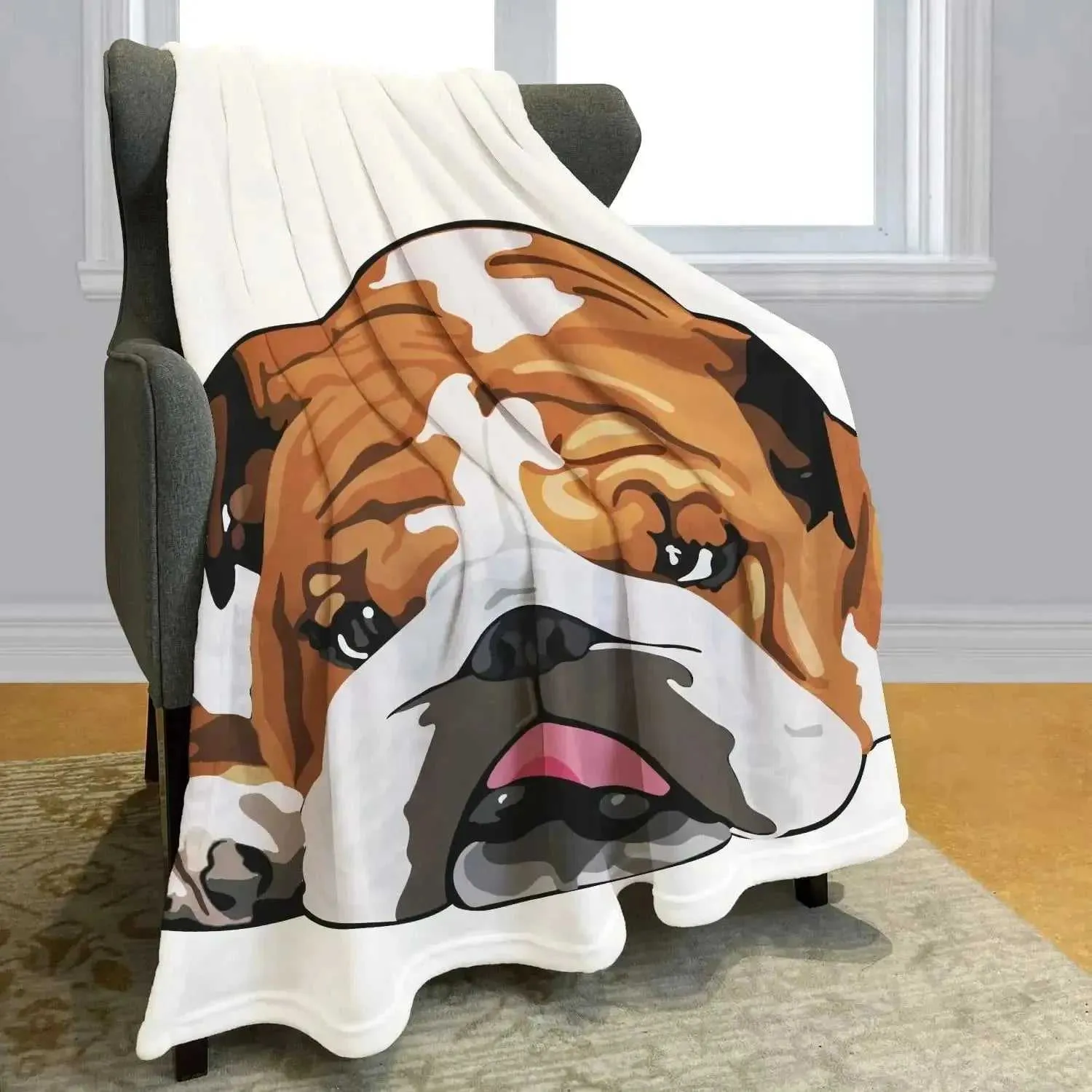 English Bulldog Awesome Funny  Dog Blankets Coral Fleece Winter Lightweight Thin Throw Blanket for Home Office Rug Piece