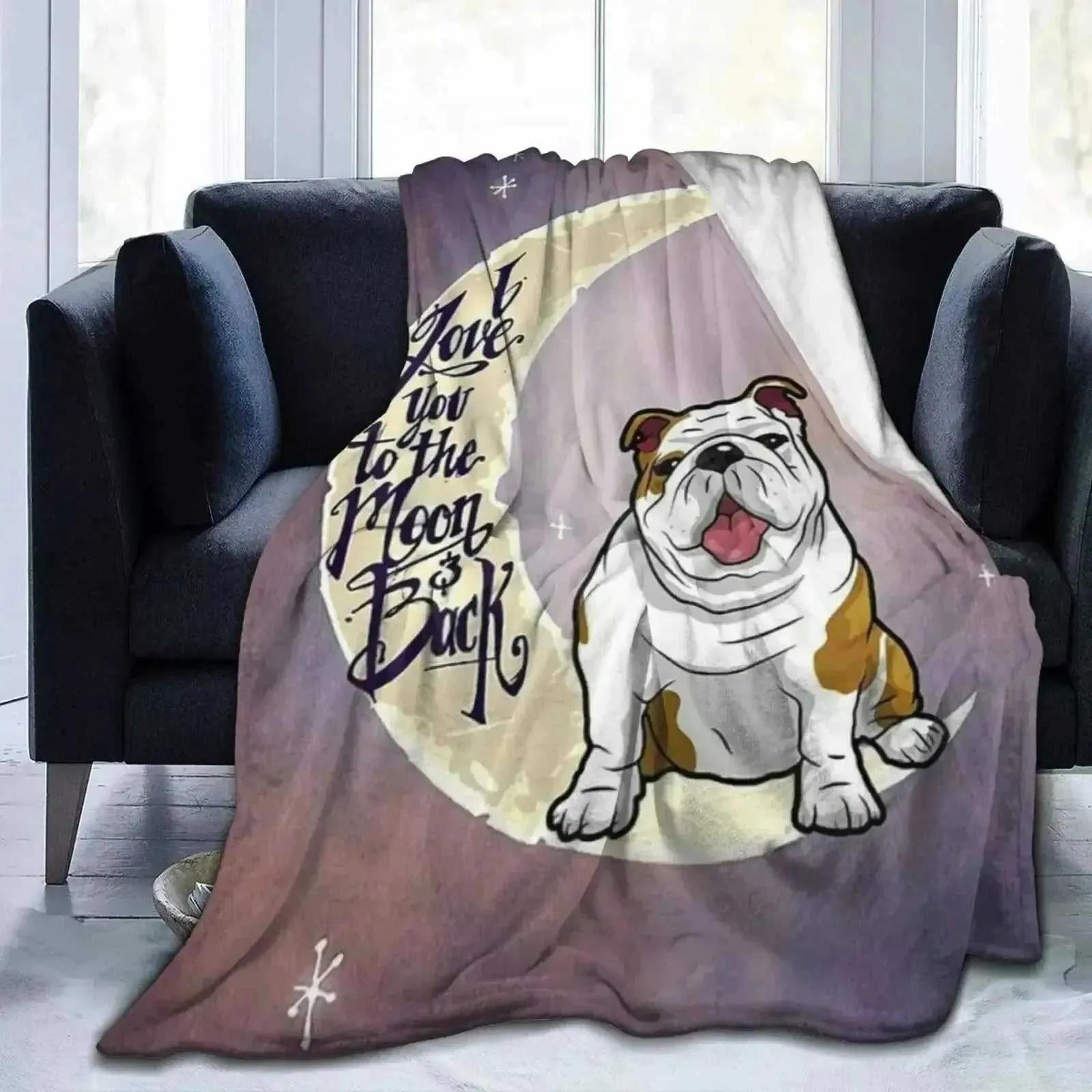 English Bulldog Awesome Funny  Dog Blankets Coral Fleece Winter Lightweight Thin Throw Blanket for Home Office Rug Piece