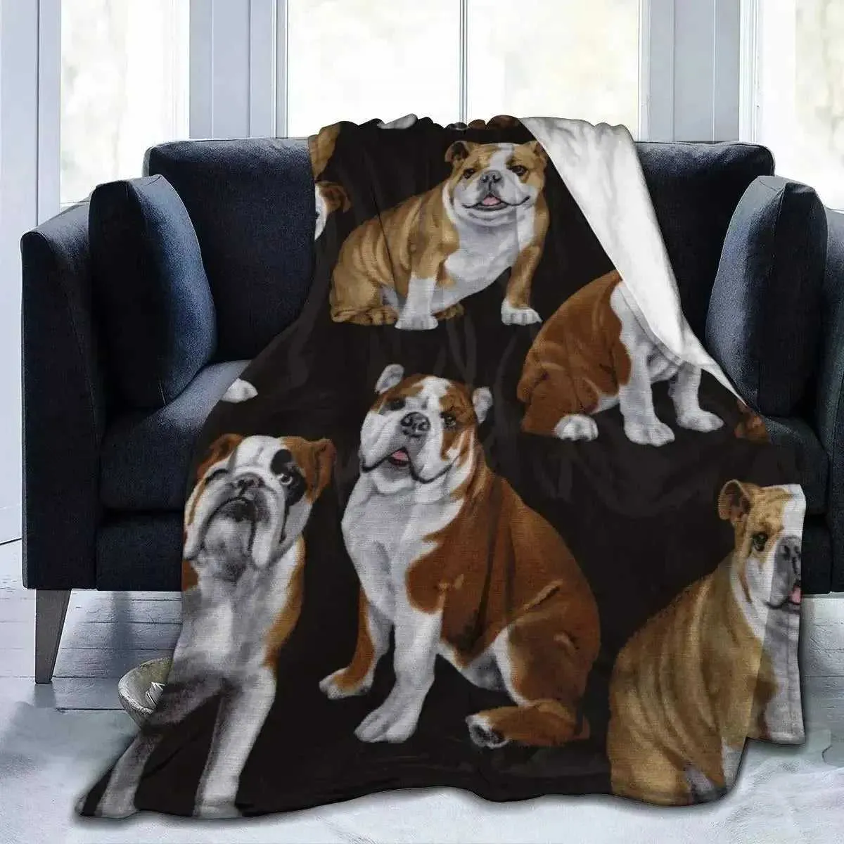 English Bulldog Awesome Funny  Dog Blankets Coral Fleece Winter Lightweight Thin Throw Blanket for Home Office Rug Piece