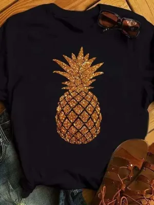 Female T-shirt Fashion Pineapple Print Top