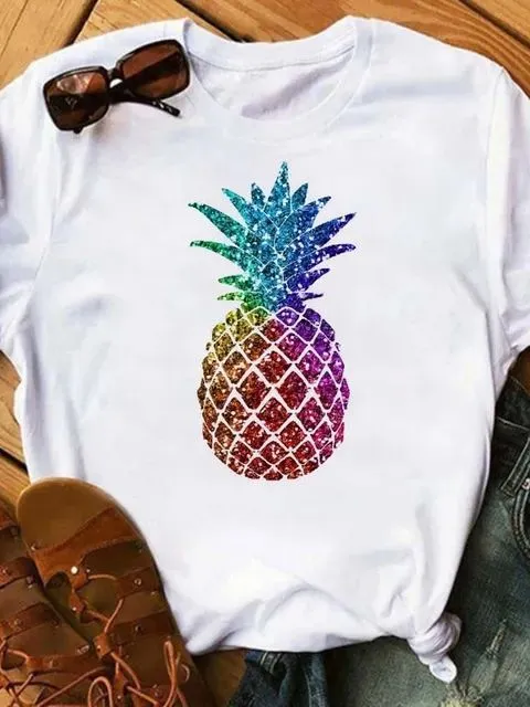 Female T-shirt Fashion Pineapple Print Top