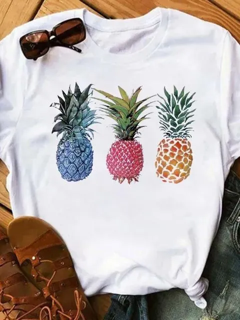 Female T-shirt Fashion Pineapple Print Top