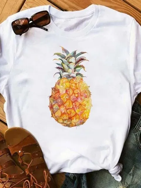 Female T-shirt Fashion Pineapple Print Top