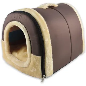 Fluffy's Luxurious Foldable Ultra Soft Bed for Dogs and Cats (Brown)