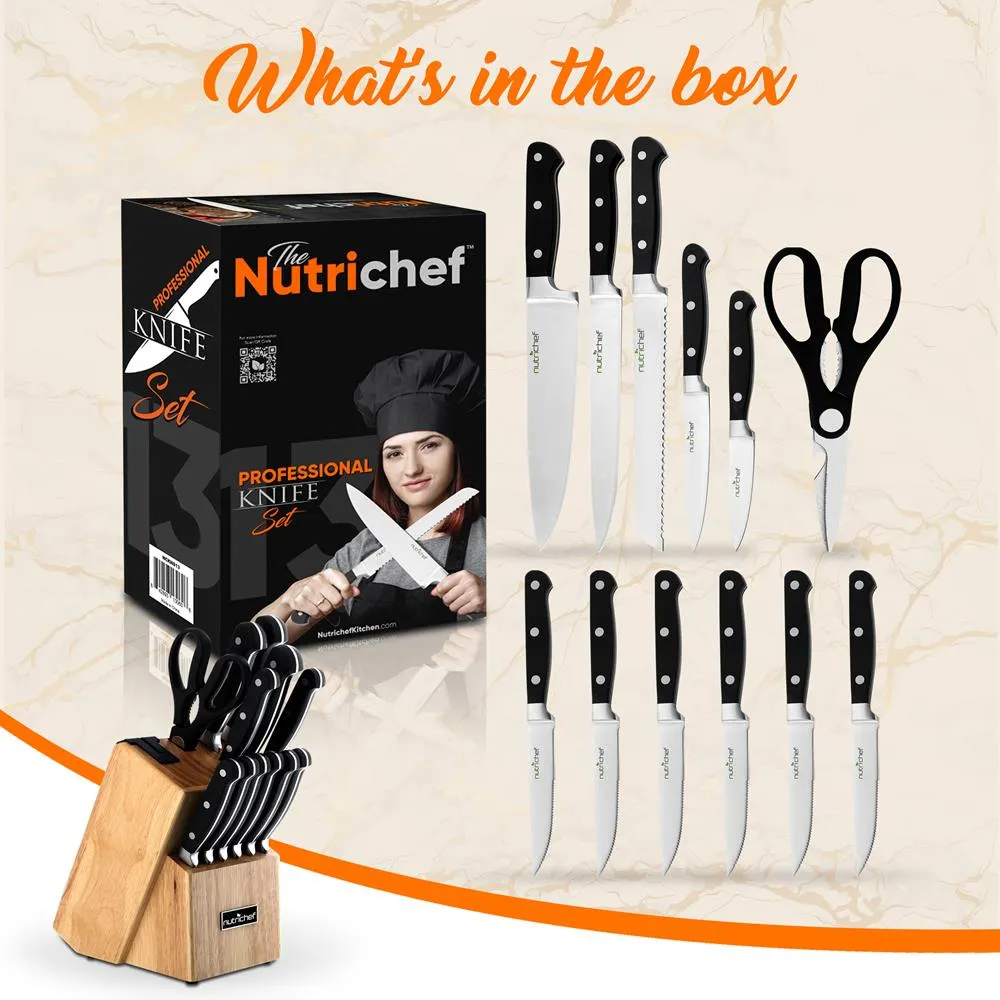 German Stainless Steel Cutlery Set - Versatile Kitchen Precision Knife Set With Wood Block, Ideal For Cutting, Slicing, Chopping, And Dicing