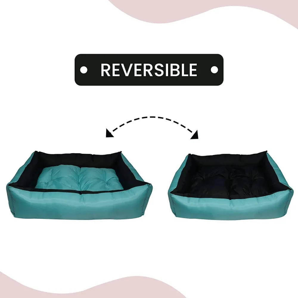 Hiputee Rectangular Premium Waterproof Reversible Bed for Dogs and Cats (SkyBlue & Black)