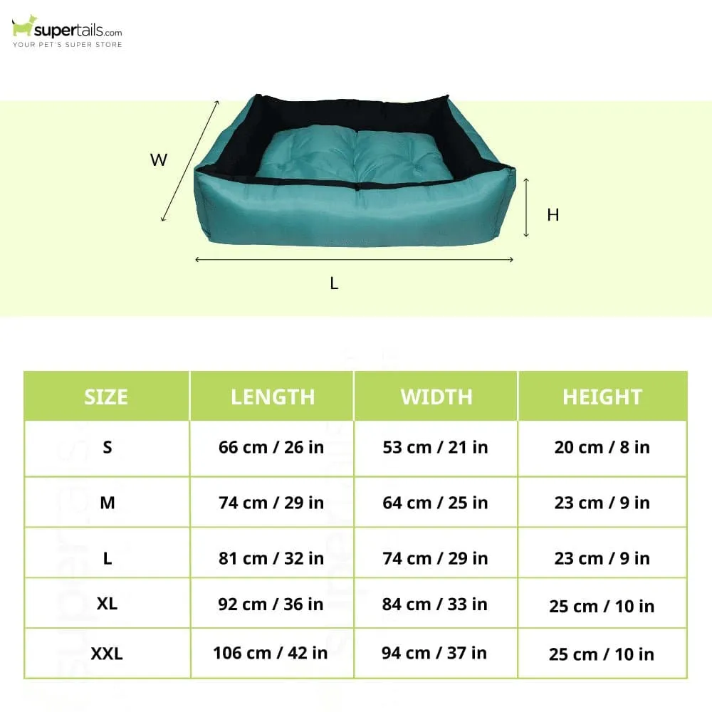 Hiputee Rectangular Premium Waterproof Reversible Bed for Dogs and Cats (SkyBlue & Black)