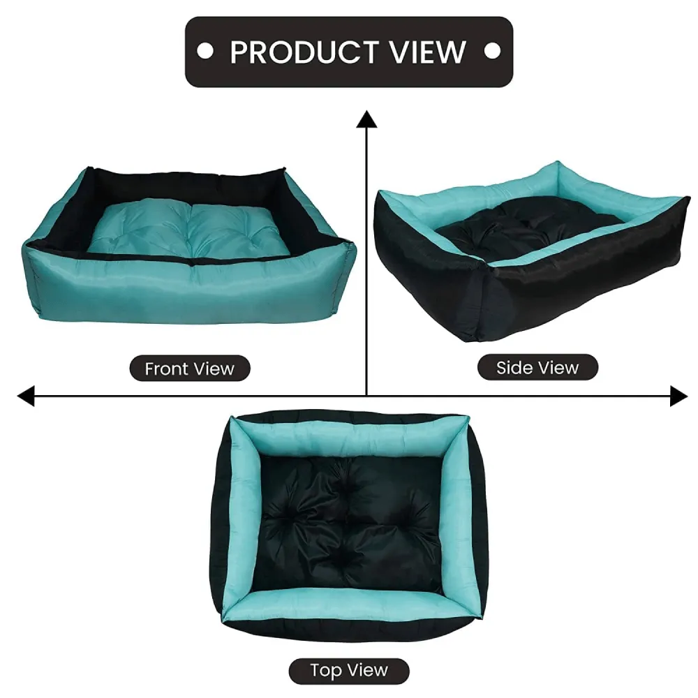 Hiputee Rectangular Premium Waterproof Reversible Bed for Dogs and Cats (SkyBlue & Black)