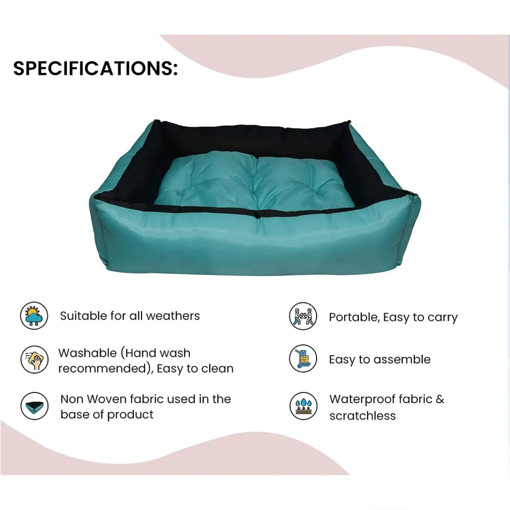 Hiputee Rectangular Premium Waterproof Reversible Bed for Dogs and Cats (SkyBlue & Black)