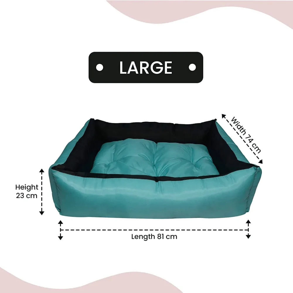 Hiputee Rectangular Premium Waterproof Reversible Bed for Dogs and Cats (SkyBlue & Black)