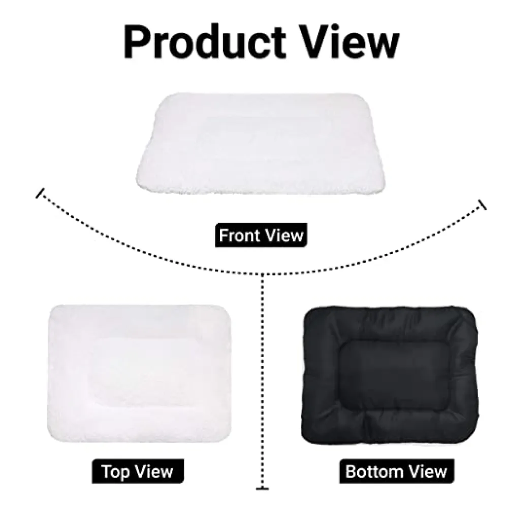 Hiputee Soft Fur Reversible Elevated Bed Cushion for Dogs and Cats (White/Black)