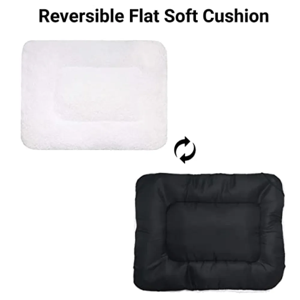 Hiputee Soft Fur Reversible Elevated Bed Cushion for Dogs and Cats (White/Black)