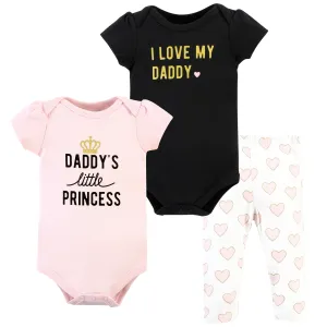 Hudson Baby Cotton Bodysuit and Pant Set, Daddys Little Princess Short Sleeve