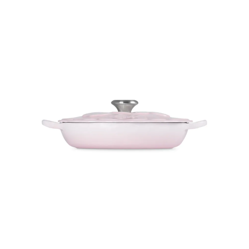 Le Creuset Cast Iron Petal Shallow Casserole Pink 26cm