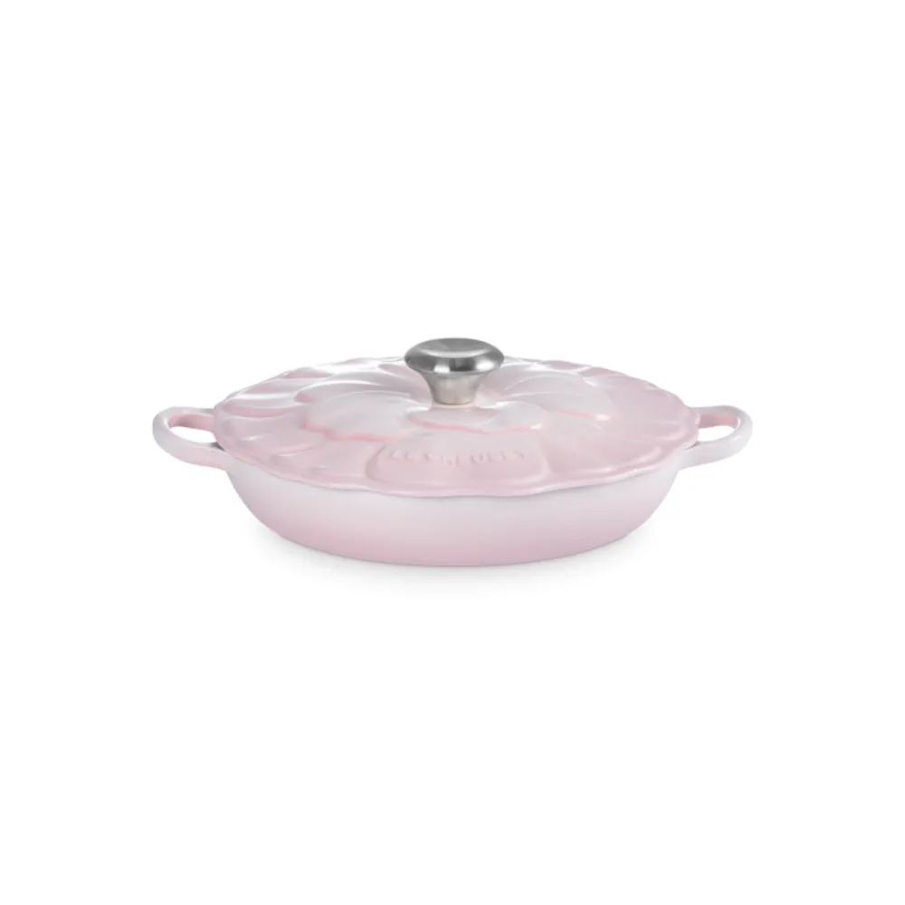 Le Creuset Cast Iron Petal Shallow Casserole Pink 26cm