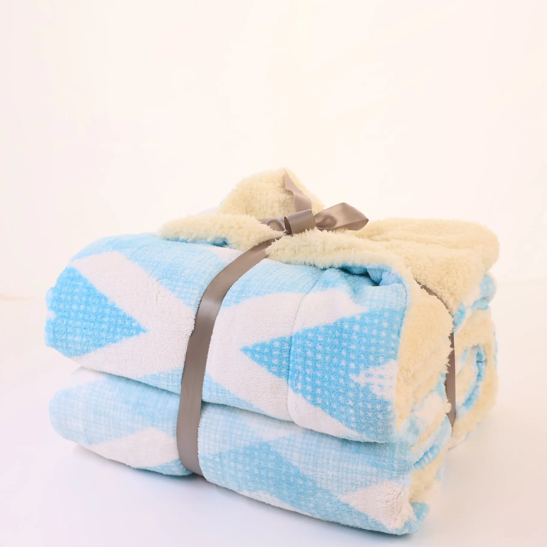 Linear Blue King Size Sherpa Blanket