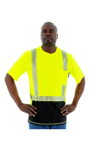 Majestic 75-5217 Hi-Vis Yellow Snag Resistant Short Sleeve Reflective Chainsaw Striping ANSI 2, R