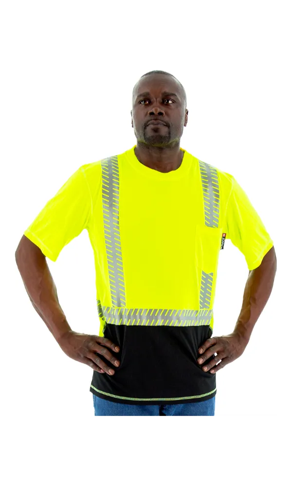 Majestic 75-5217 Hi-Vis Yellow Snag Resistant Short Sleeve Reflective Chainsaw Striping ANSI 2, R