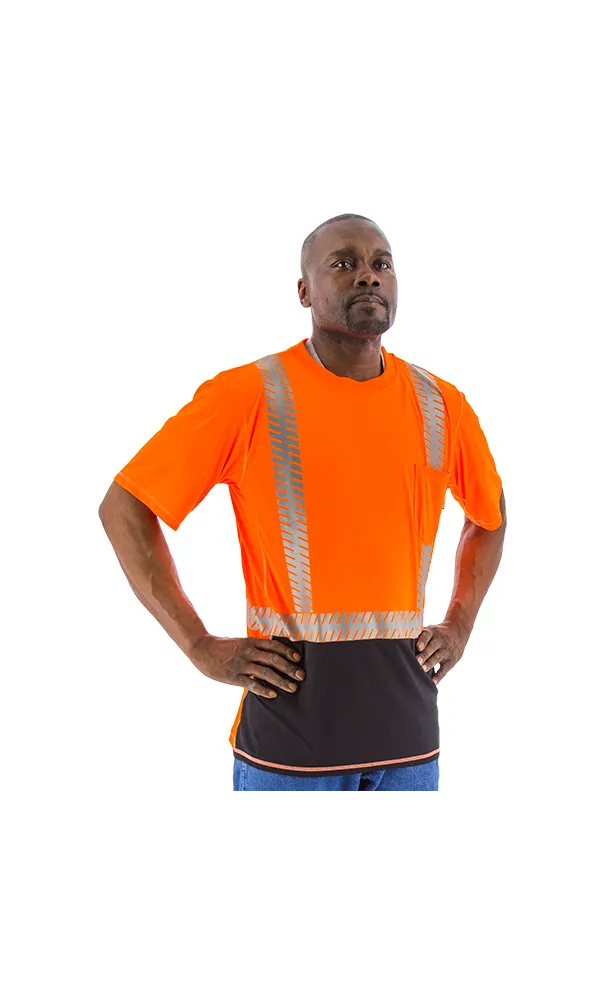 Majestic 75-5218 Hi-Vis Orange Snag Resistant Short Sleeve Reflective Chainsaw Striping ANSI 2, R