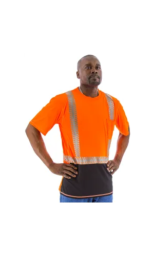 Majestic 75-5218 Hi-Vis Orange Snag Resistant Short Sleeve Reflective Chainsaw Striping ANSI 2, R