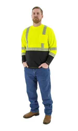 Majestic 75-5257 Hi-Vis Yellow Long Sleeve Reflective Chainsaw Striping ANSI 2 R