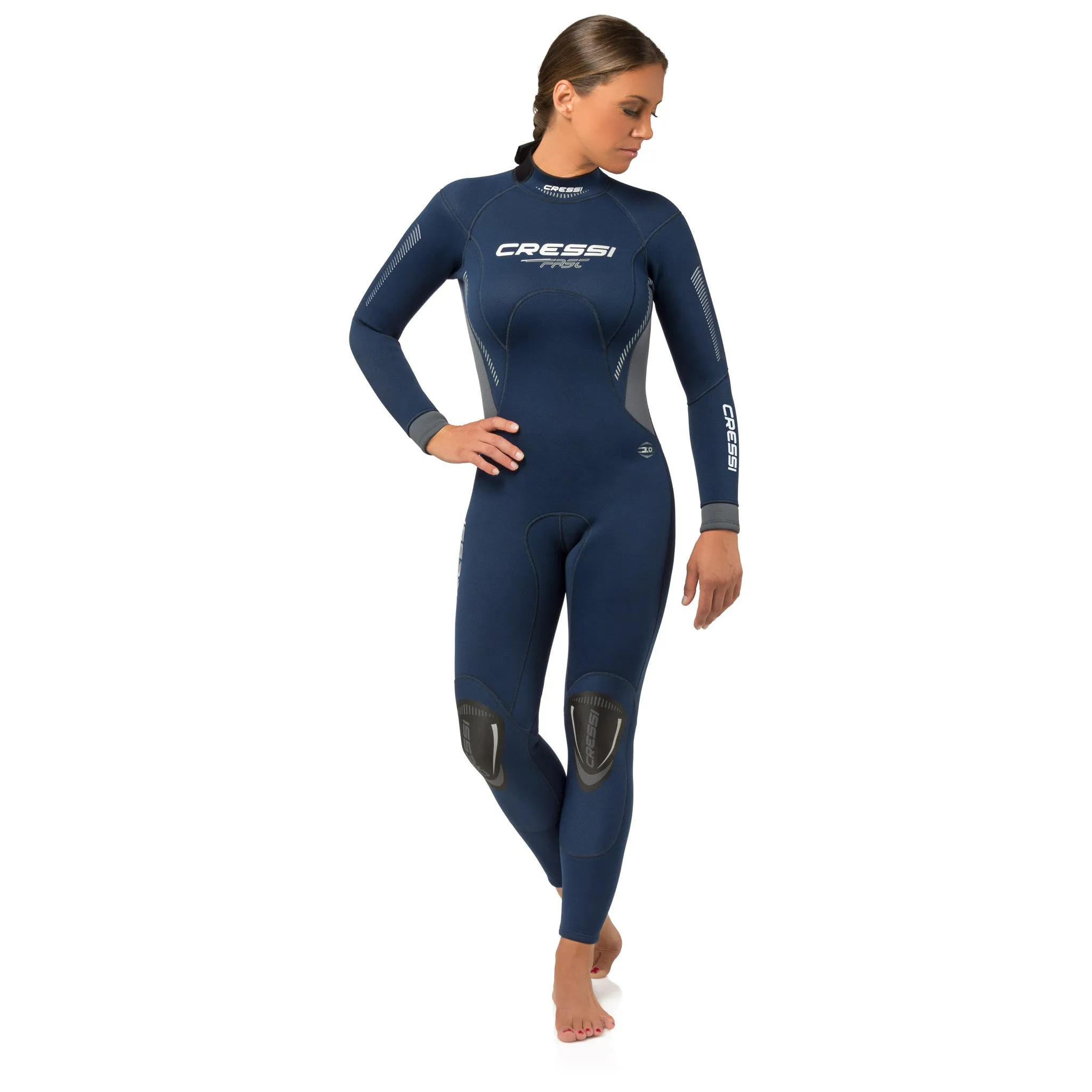 Open Box Cressi 3mm Lady's Fast Full Wetsuit Back-Zip, Size: Large