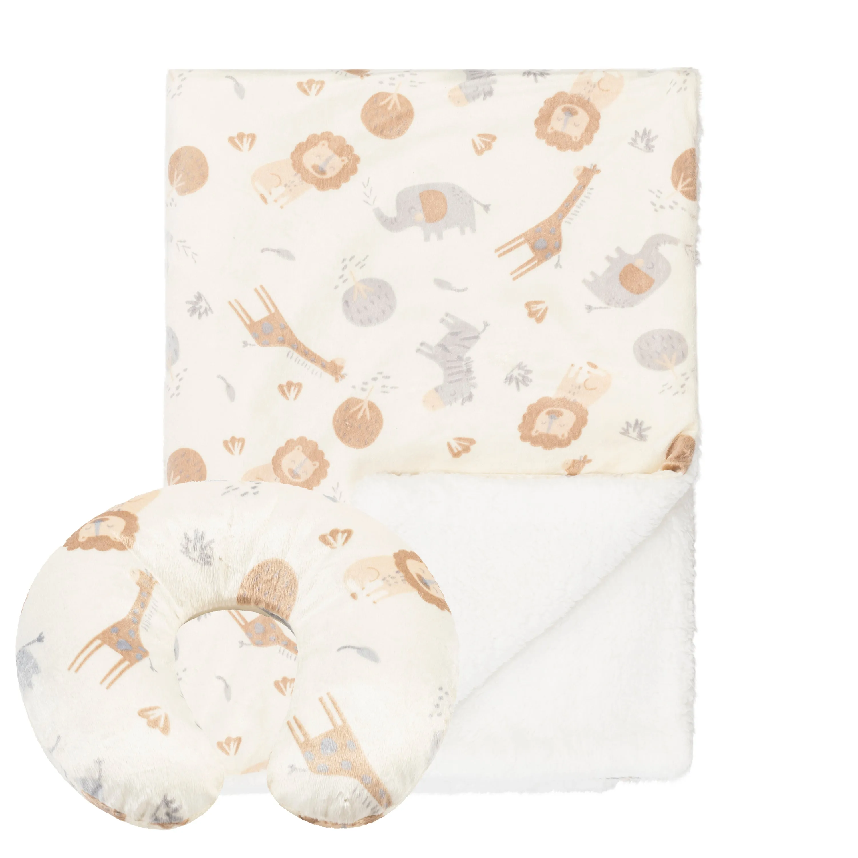 Safari Baby Blanket with Travel Pillow