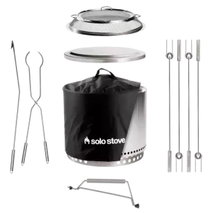 Solo Stove Stainless Steel Bonfire Ultimate Bundle 2.0 - Portable &amp; "Smokeless"